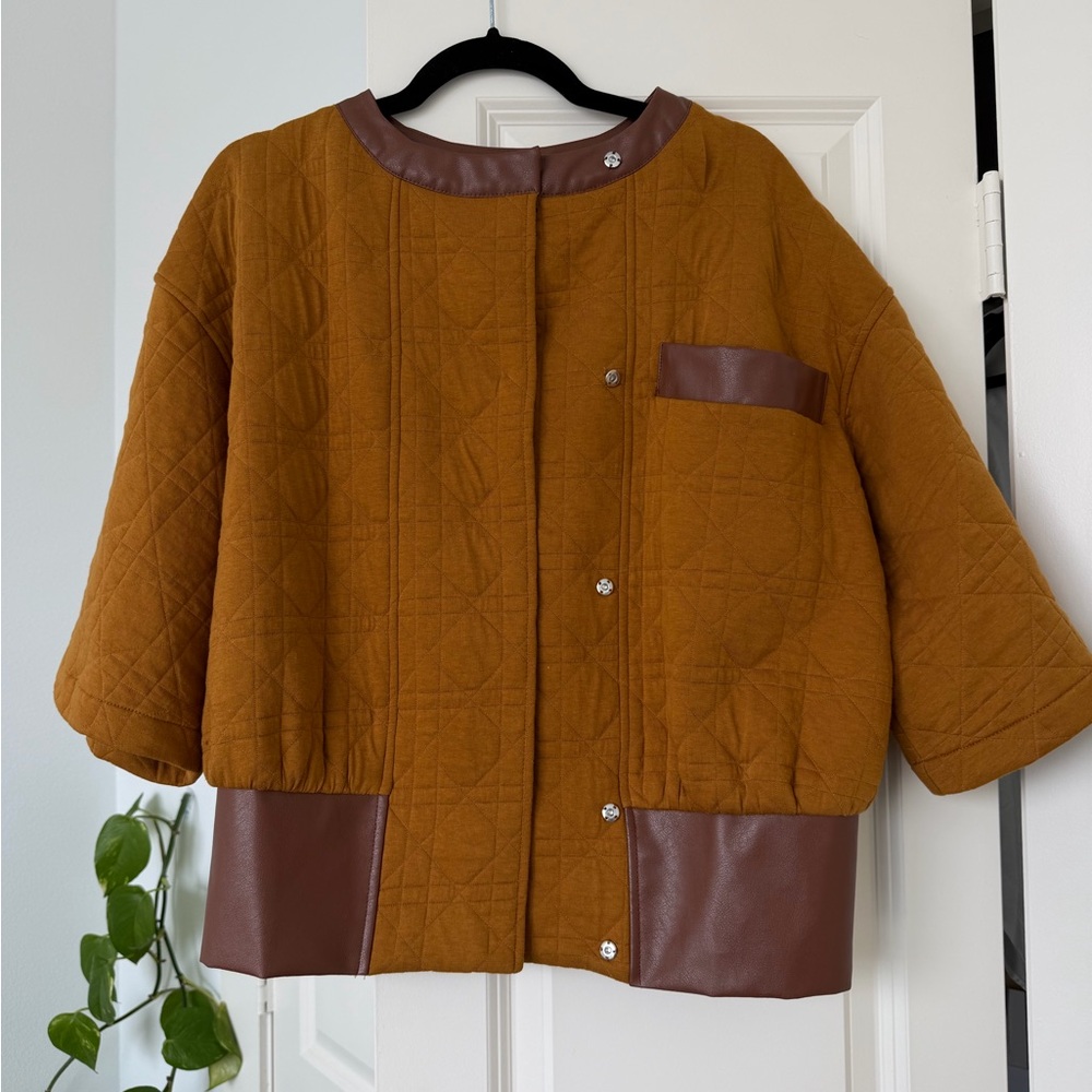 Elegant Tan Quilted Teddy Jacket